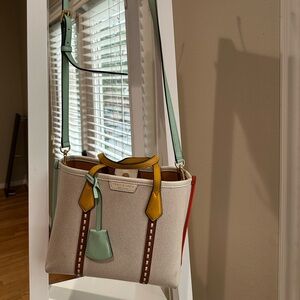 Tory Burch Cream Shoulder Bag with Colorful Accents